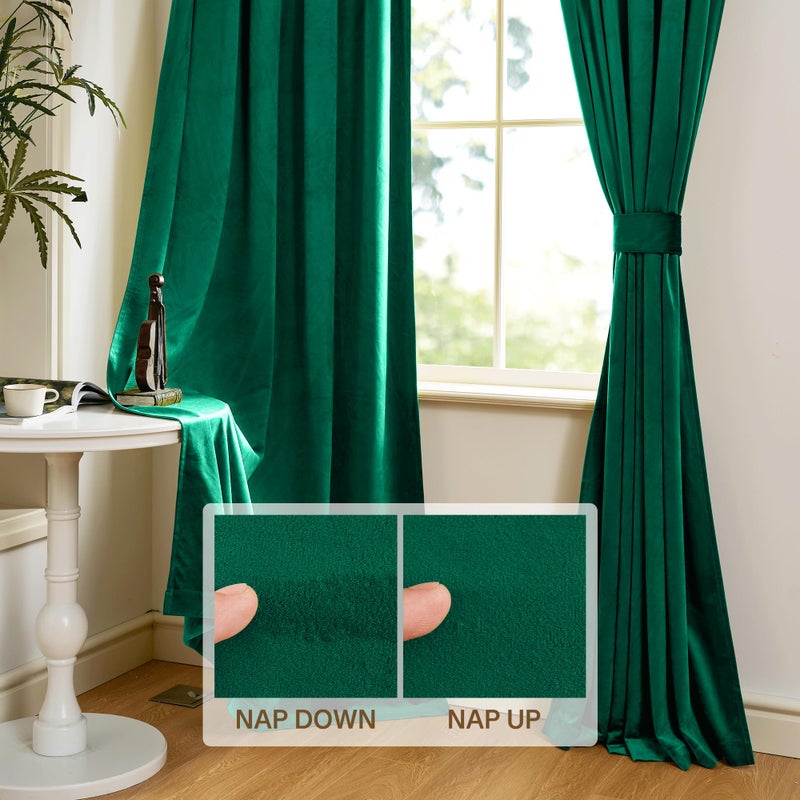 StangH Velvet Curtains Emerald Green 108 inches - Luxury Home Decor Blackout Insulated Velvet Curtain Panels Extra Long Wall Backdrops for Living Room Sliding Glass Door, W52 x L108-inch, 2 Pieces - Image 4